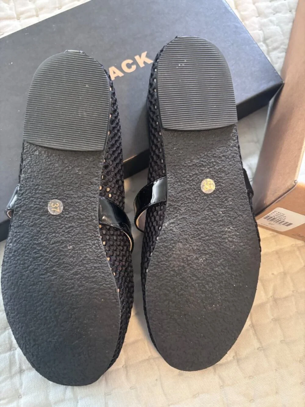 ALL BLACK Mesh Mary Jane Flats Size 37